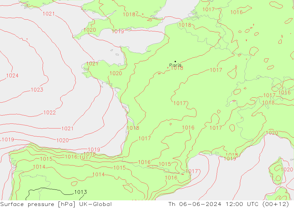 Luchtdruk (Grond) UK-Global do 06.06.2024 12 UTC