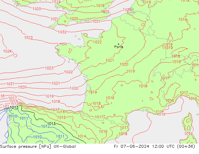 Surface pressure UK-Global Fr 07.06.2024 12 UTC