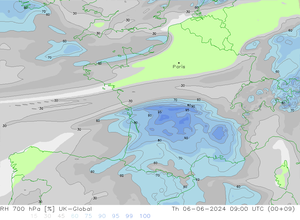 RH 700 hPa UK-Global Čt 06.06.2024 09 UTC