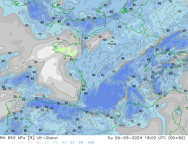 850 hPa Nispi Nem UK-Global Paz 09.06.2024 18 UTC