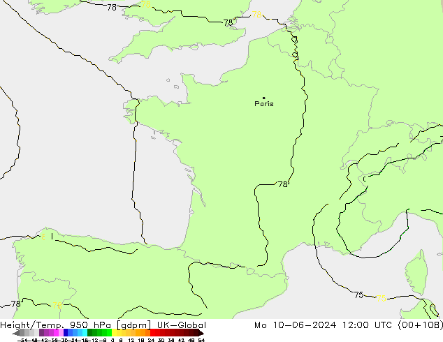 Hoogte/Temp. 950 hPa UK-Global ma 10.06.2024 12 UTC