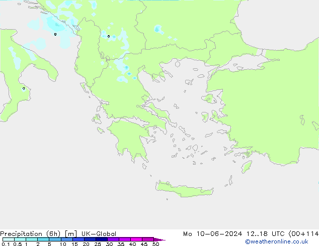 Yağış (6h) UK-Global Pzt 10.06.2024 18 UTC