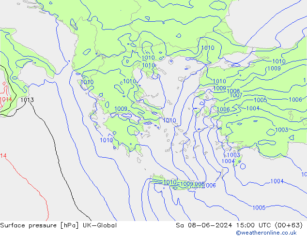 pression de l'air UK-Global sam 08.06.2024 15 UTC