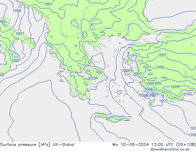 Pressione al suolo UK-Global lun 10.06.2024 12 UTC