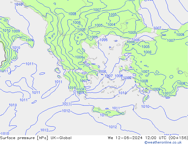 Atmosférický tlak UK-Global St 12.06.2024 12 UTC