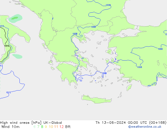 High wind areas UK-Global Čt 13.06.2024 00 UTC