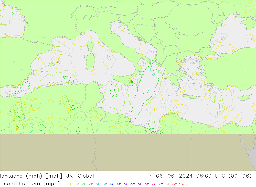 Isotachen (mph) UK-Global Do 06.06.2024 06 UTC