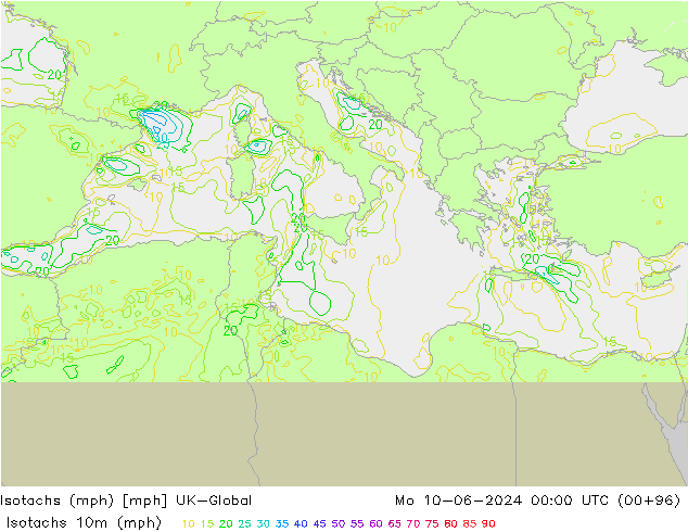 Isotachs (mph) UK-Global Po 10.06.2024 00 UTC