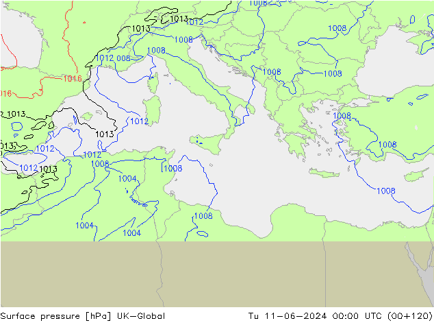 приземное давление UK-Global вт 11.06.2024 00 UTC