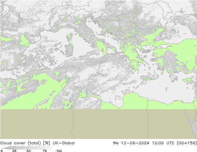 Cloud cover (total) UK-Global We 12.06.2024 12 UTC