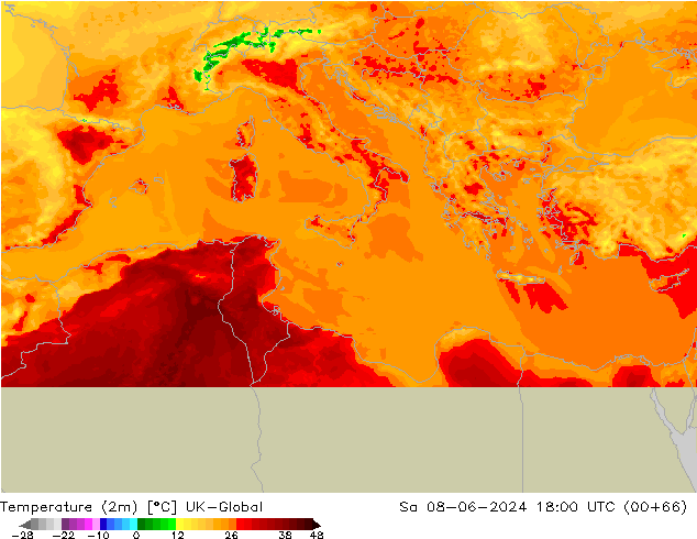 Temperatura (2m) UK-Global sáb 08.06.2024 18 UTC