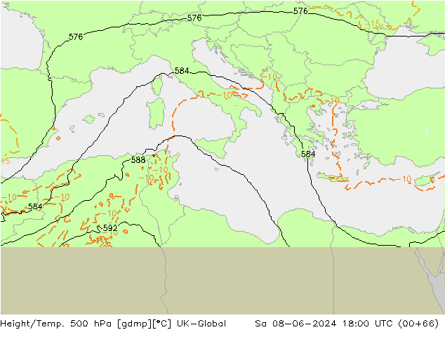 Geop./Temp. 500 hPa UK-Global sáb 08.06.2024 18 UTC