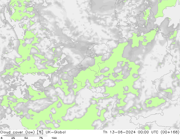 Nubes bajas UK-Global jue 13.06.2024 00 UTC