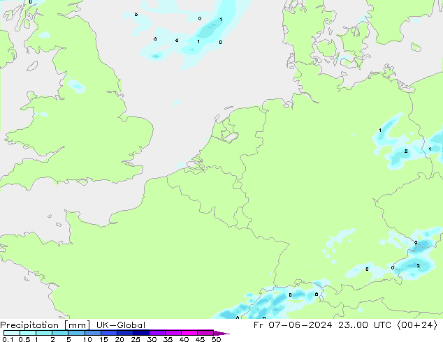 Precipitación UK-Global vie 07.06.2024 00 UTC