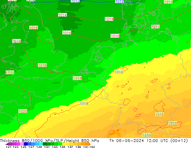Thck 850-1000 hPa UK-Global Th 06.06.2024 12 UTC