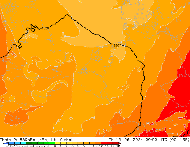 Theta-W 850hPa UK-Global do 13.06.2024 00 UTC