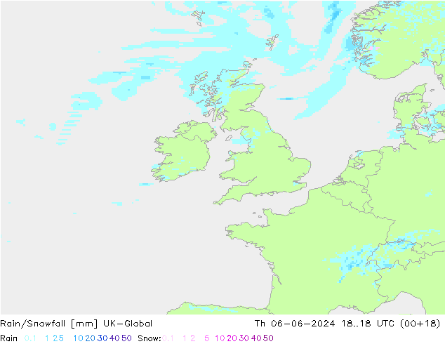 Rain/Snowfall UK-Global Qui 06.06.2024 18 UTC