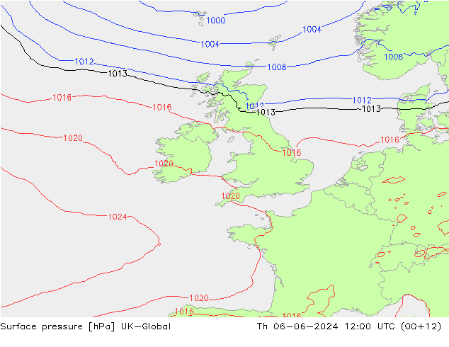 Surface pressure UK-Global Th 06.06.2024 12 UTC