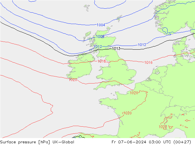 pression de l'air UK-Global ven 07.06.2024 03 UTC