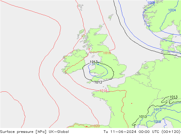 Pressione al suolo UK-Global mar 11.06.2024 00 UTC