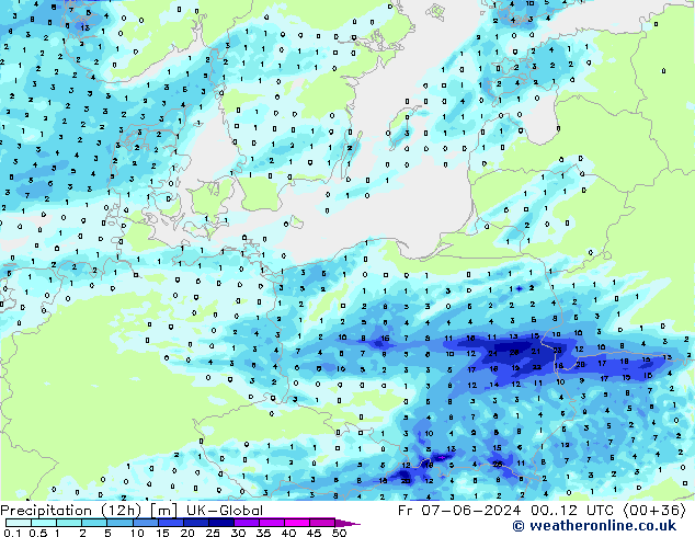 осадки (12h) UK-Global пт 07.06.2024 12 UTC