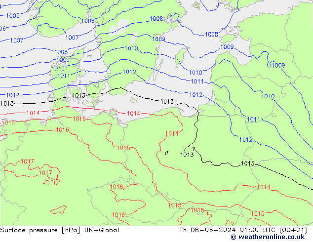 Surface pressure UK-Global Th 06.06.2024 01 UTC