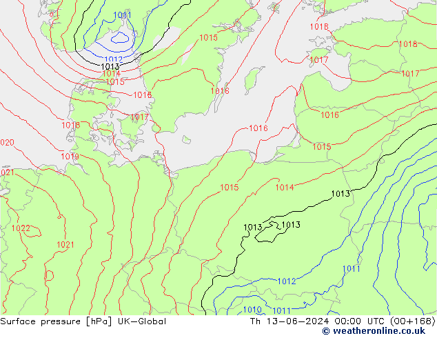 Luchtdruk (Grond) UK-Global do 13.06.2024 00 UTC