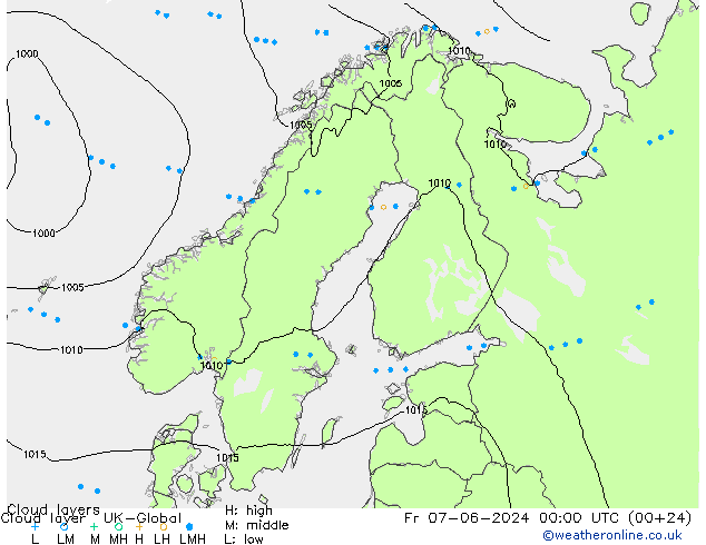 Wolkenschichten UK-Global Fr 07.06.2024 00 UTC