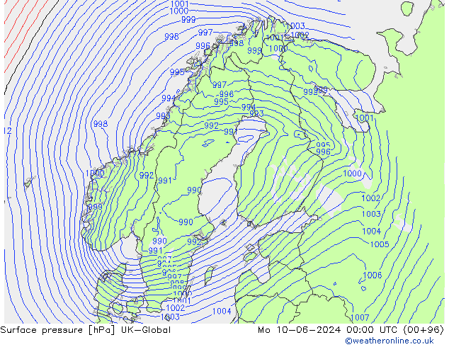 Presión superficial UK-Global lun 10.06.2024 00 UTC