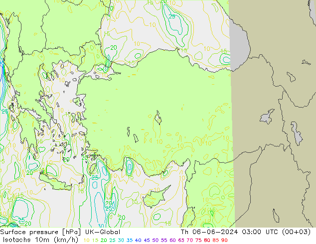 Isotachs (kph) UK-Global  06.06.2024 03 UTC