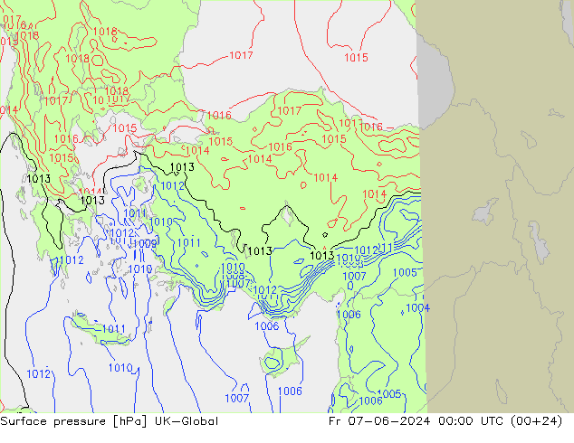 приземное давление UK-Global пт 07.06.2024 00 UTC