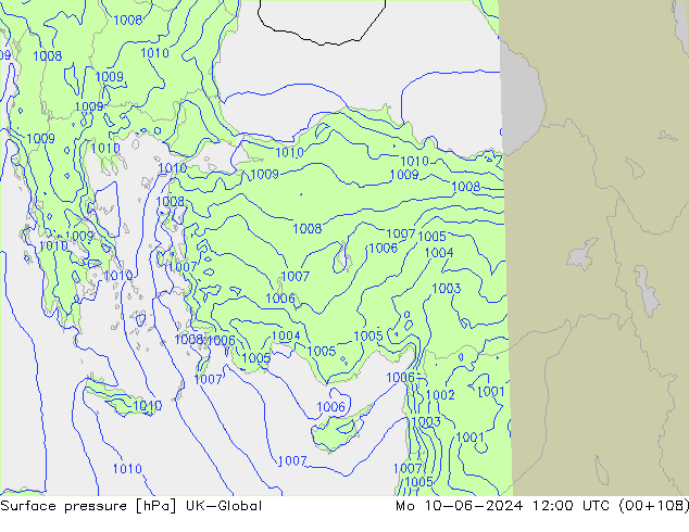 Presión superficial UK-Global lun 10.06.2024 12 UTC