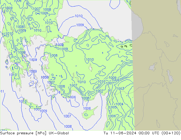 pression de l'air UK-Global mar 11.06.2024 00 UTC