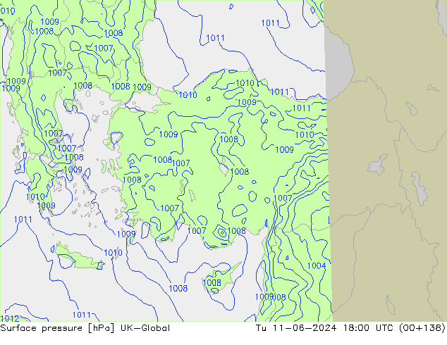 приземное давление UK-Global вт 11.06.2024 18 UTC