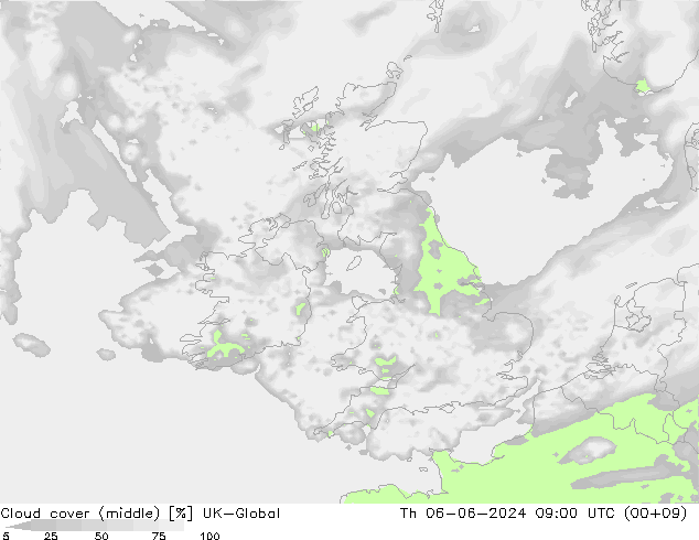 Wolken (mittel) UK-Global Do 06.06.2024 09 UTC