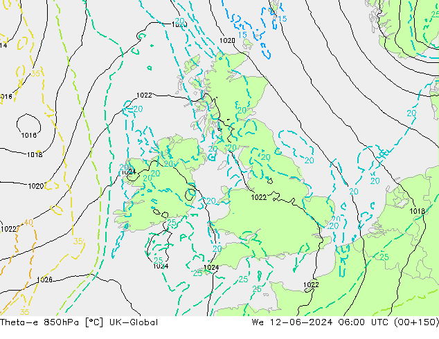 Theta-e 850гПа UK-Global ср 12.06.2024 06 UTC