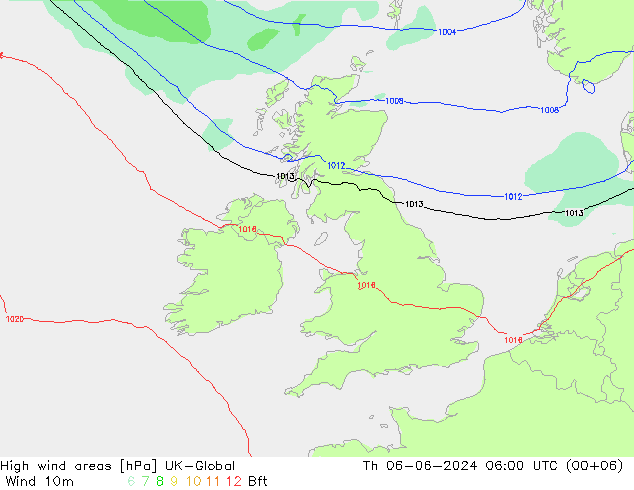 High wind areas UK-Global jue 06.06.2024 06 UTC