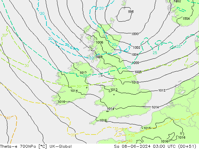 Theta-e 700hPa UK-Global Sa 08.06.2024 03 UTC