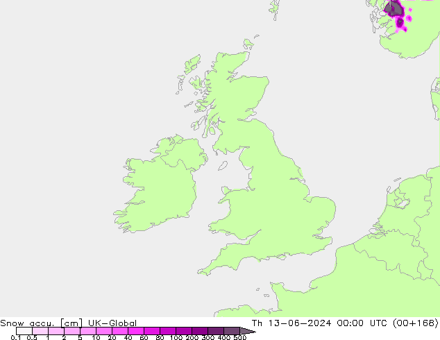 Snow accu. UK-Global czw. 13.06.2024 00 UTC