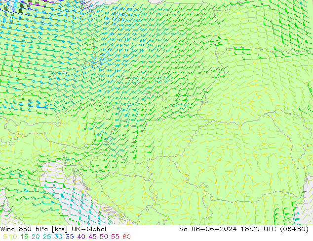 Wind 850 hPa UK-Global Sa 08.06.2024 18 UTC