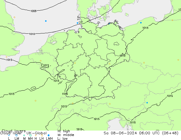 Cloud layer UK-Global So 08.06.2024 06 UTC