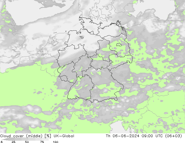 Cloud cover (middle) UK-Global Th 06.06.2024 09 UTC