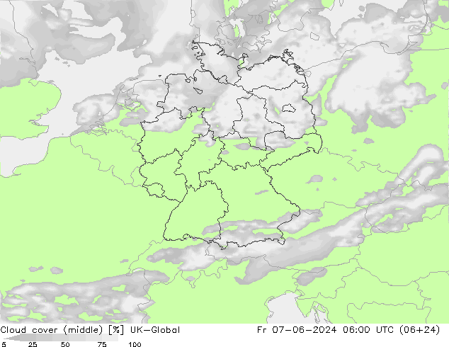 Nuages (moyen) UK-Global ven 07.06.2024 06 UTC