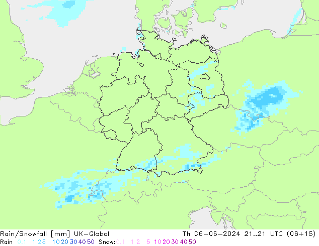 Rain/Snowfall UK-Global czw. 06.06.2024 21 UTC