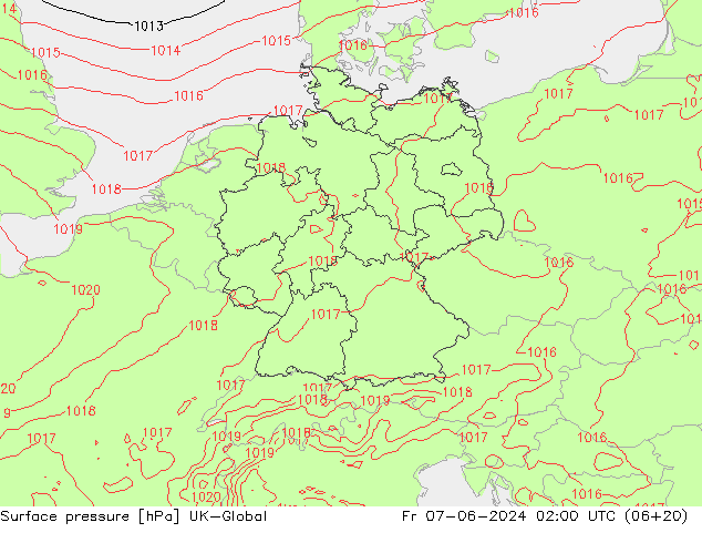 Surface pressure UK-Global Fr 07.06.2024 02 UTC