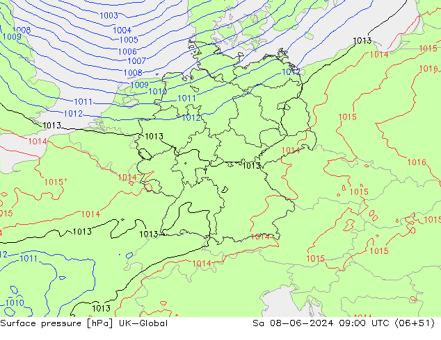 Surface pressure UK-Global Sa 08.06.2024 09 UTC