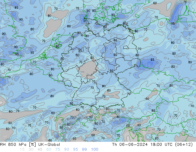 RH 850 hPa UK-Global Th 06.06.2024 18 UTC