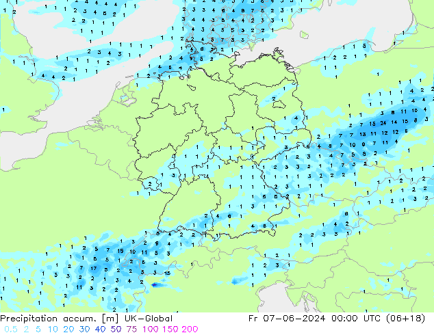 Precipitation accum. UK-Global  07.06.2024 00 UTC