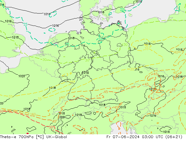 Theta-e 700hPa UK-Global vr 07.06.2024 03 UTC