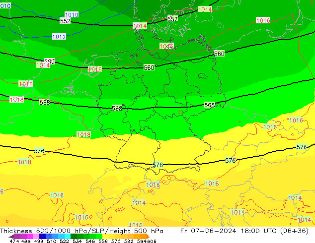 Thck 500-1000hPa UK-Global Fr 07.06.2024 18 UTC